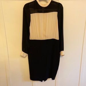 Midi dress; sheer too, bodycon bottom.